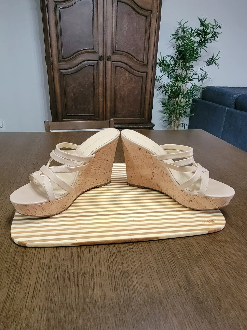 Ivanka Trump Beige Cork Wedge Heels